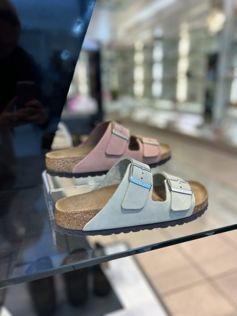 Pastel blue and pink Birkenstocks